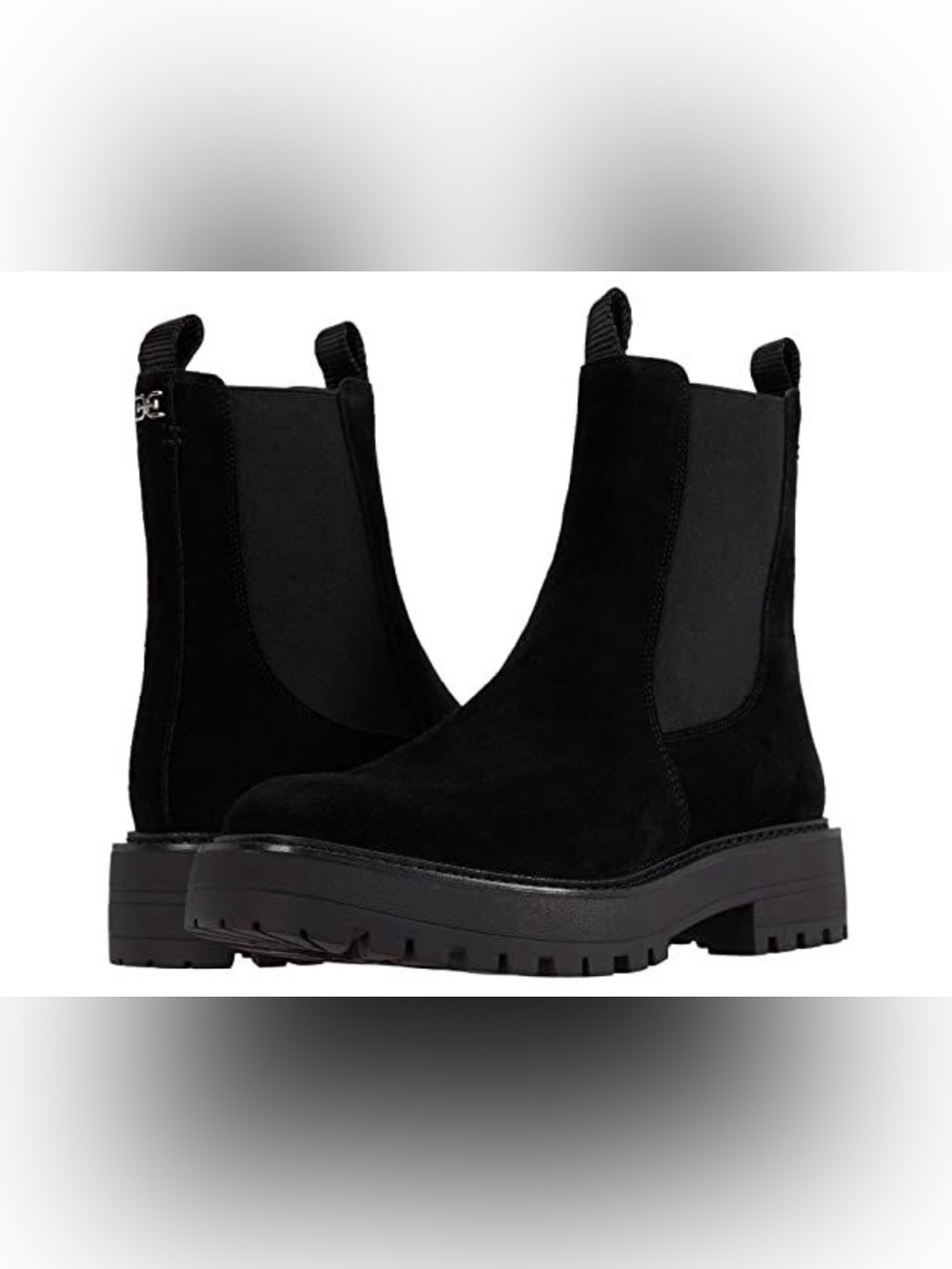 Black Sam Edelman Chelsea Lug Sole Ankle Boots
